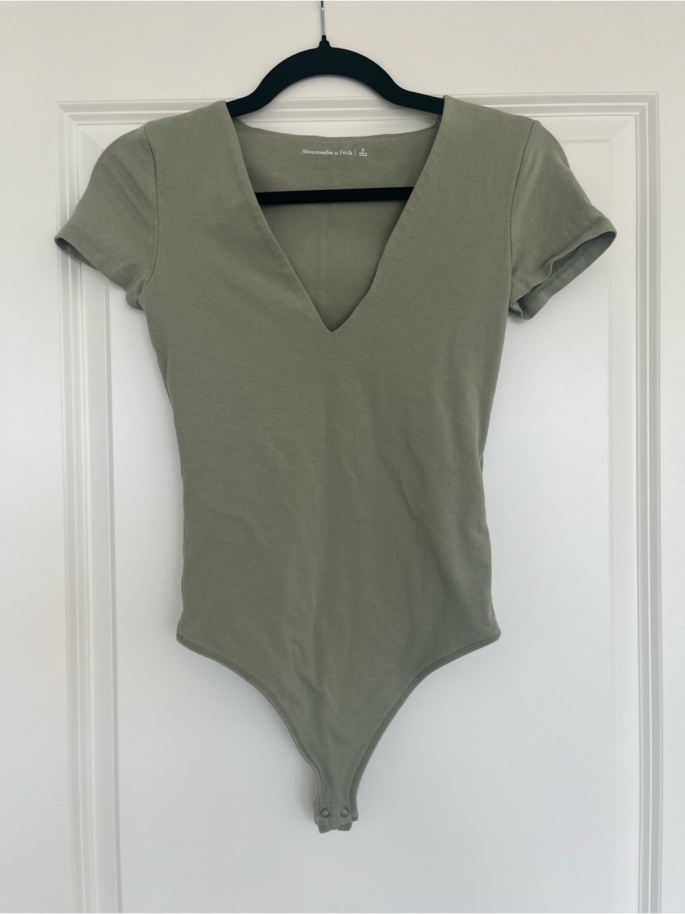 Abercrombie & Fitch Sage Green V-Neck Short Sleeve Bodysuit